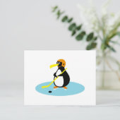 可愛間抜けいアイスホッケーペンギン ポストカード (スタンド正面)