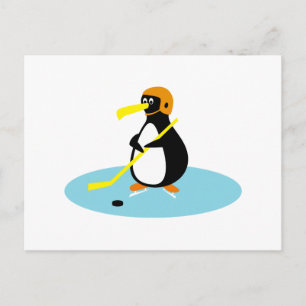 可愛間抜けいアイスホッケーペンギン ポストカード