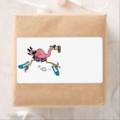 可愛間抜けいジョギングランニングフラミンゴ ラベル (インサイチュ)