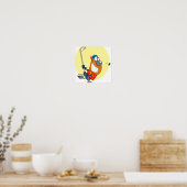 可愛間抜けいホッケー遊選手のクマ漫画 ポスター (キッチン)