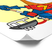 可愛間抜けいホッケー遊選手のクマ漫画 ポスター (角)