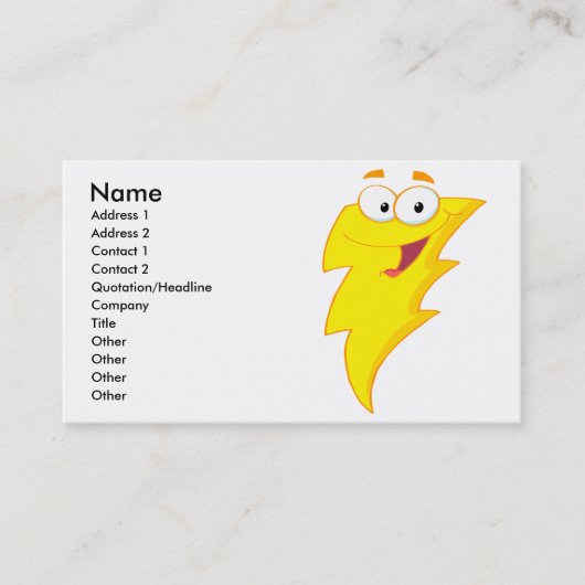 可愛間抜けい漫画稲妻ボルトキャラクター 名刺 (正面)