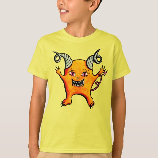 可愛風変わりい角の小さな悪魔の生き物 Tシャツ (正面)