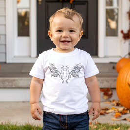 可愛飛んでいるいこうもり動物ミニマルラインアートハロウィーン ベビーTシャツ