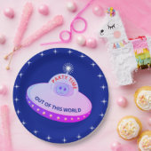 可愛飛んでいるいソーサー、エイリアン&スター王室のブルー ペーパープレート (パーティー)