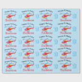 可愛飛んでいるいヘリコプター誕生日名&年齢 ラッピングペーパー (フラット)