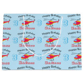 可愛飛んでいるいヘリコプター誕生日名&年齢 ラージペーパーバッグ (正面)