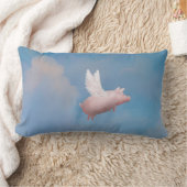 可愛飛んでいるい豚まくら ランバークッション (ブランケット)