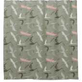 可愛飛んでいるい鳥柄 シャワーカーテン (正面)