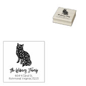 可愛飾い猫ファミリー差出人住所 ラバースタンプ (押印)
