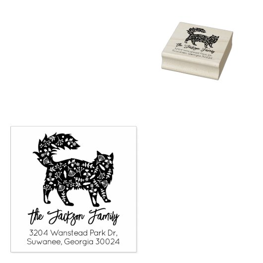 可愛飾い猫ファミリー差出人住所 ラバースタンプ (押印)