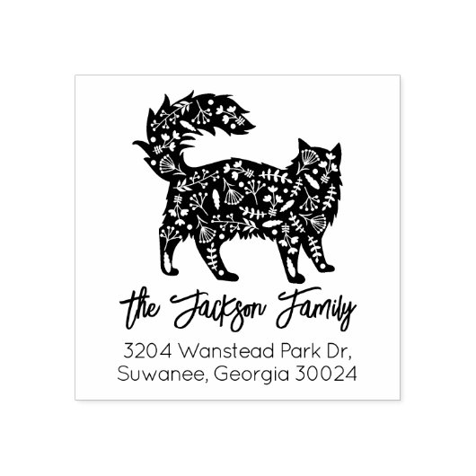 可愛飾い猫ファミリー差出人住所 ラバースタンプ (インプリント)