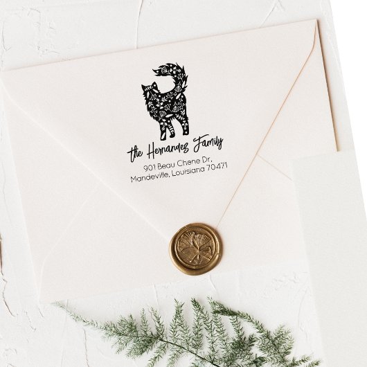 可愛飾い猫ファミリー差出人住所 ラバースタンプ