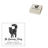 可愛飾い猫ファミリー差出人住所 ラバースタンプ (押印)