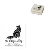 可愛飾い猫ファミリー差出人住所 ラバースタンプ (押印)