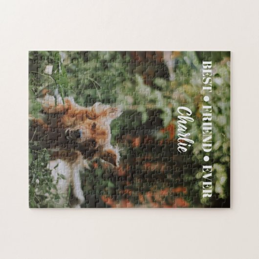 可愛魅力的いカスタマイズ犬の写真と名前 ジグソーパズル (横)