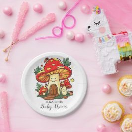 可愛魅力的いキノコの赤ちゃんシャワー ペーパープレート