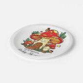 可愛魅力的いキノコの赤ちゃんシャワー ペーパープレート (アングル)