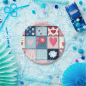 可愛魅力的いパッチワークデザイン ペーパープレート (パーティー)