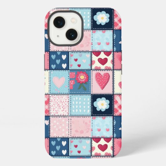 可愛魅力的いパッチワークデザイン iPhoneケース (裏面)