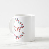 可愛魅力的い鳥のリースと歓喜の言葉アート コーヒーマグカップ (正面左)