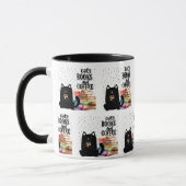 可愛魅力的い黒猫読の本 マグカップ (左)