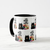可愛魅力的い黒猫読の本 マグカップ (正面左)