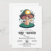 可愛魅力的らしいキノコの赤ちゃんシャワー 招待状 (正面/裏面)