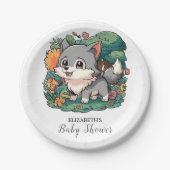 可愛魅力的らしい狼の赤ちゃんシャワー ペーパープレート (正面)