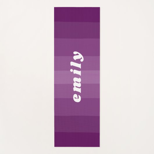 可愛鮮やかいパープルカラーデザイン名前をカスタムする ヨガマット (正面)