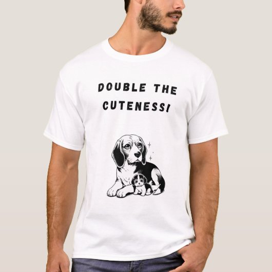 可憐さを倍に!おもしろい犬 Tシャツ (正面)