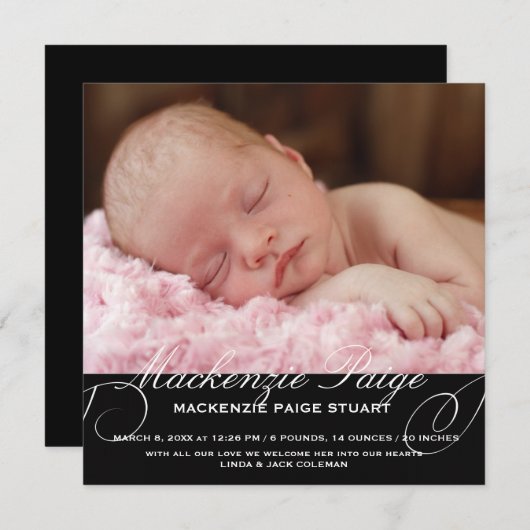 可憐なエッチングの写真の誕生の発表 案内状 (正面/裏面)