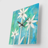 可憐なデイジーI スクエア壁時計 (傾斜)