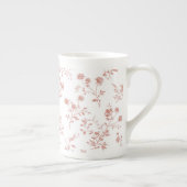 可憐なピンクの花 ボーンチャイナマグカップ (右)