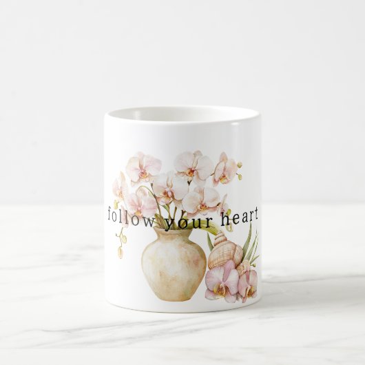 可憐なピンクの蘭の花 コーヒーマグカップ (中央)