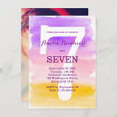 可憐な子供の誕生会の水彩画の効果 招待状 (正面/裏面)