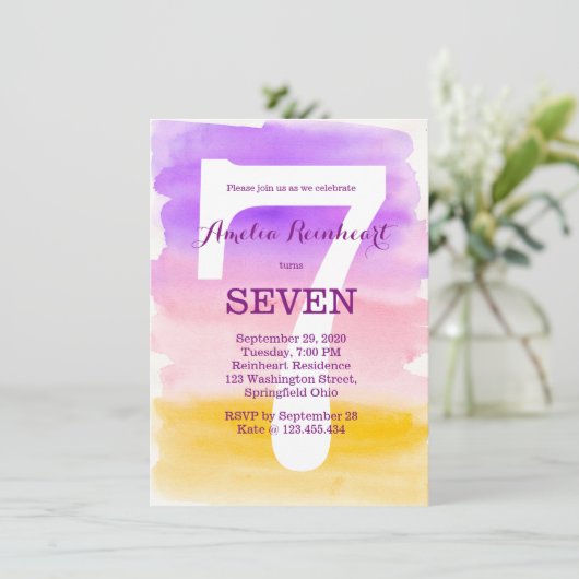 可憐な子供の誕生会の水彩画の効果 招待状 (スタンド正面)