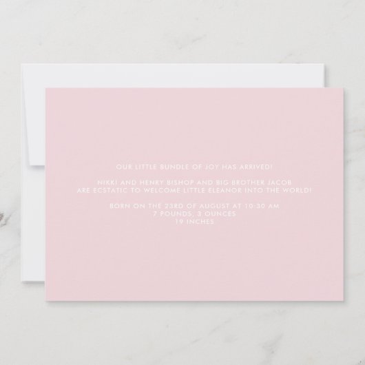 可憐な水彩画花フレームの誕生の発表 案内状 (裏面)