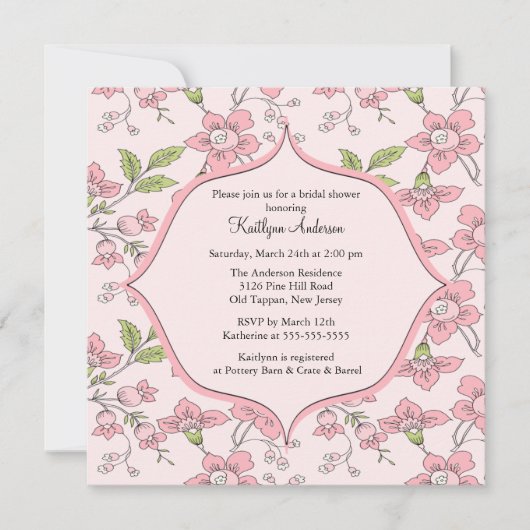 可憐な花のブライダルシャワーの招待状 招待状 (正面)