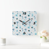 可憐な花柄、花、花柄 スクエア壁時計 (ホーム)