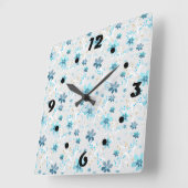 可憐な花柄、花、花柄 スクエア壁時計 (傾斜)