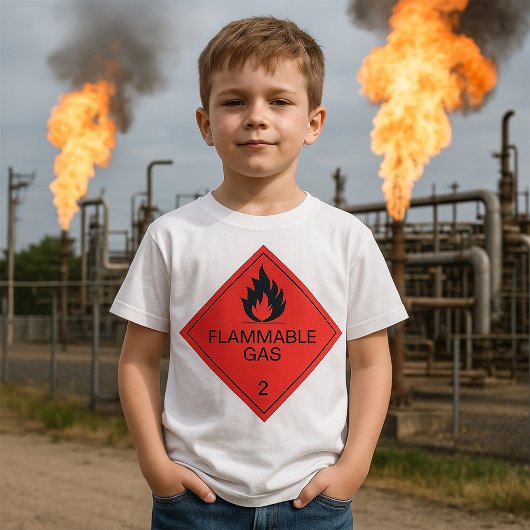 可燃性ガス安全ラベル危険警告サイン Tシャツ