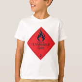 可燃性ガス安全ラベル危険警告サイン Tシャツ (正面)