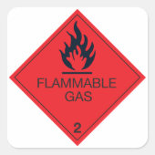 可燃性ガス安全ラベル危険警告標識 スクエアシール (正面)