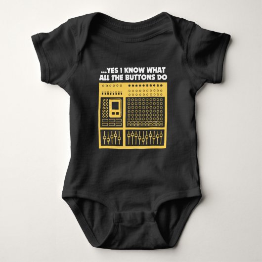 可聴周波音響技師-音楽DJのターンテーブル ベビーボディスーツ (正面)