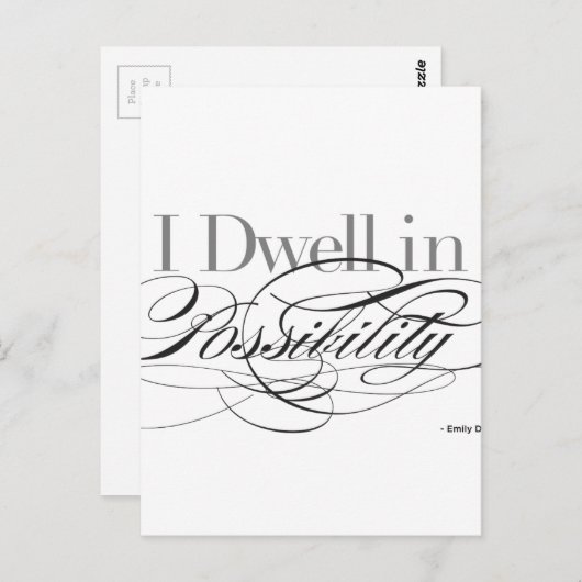 可能性に住む – エミリー・ディキンソン引用文 ポストカード (正面/裏面)
