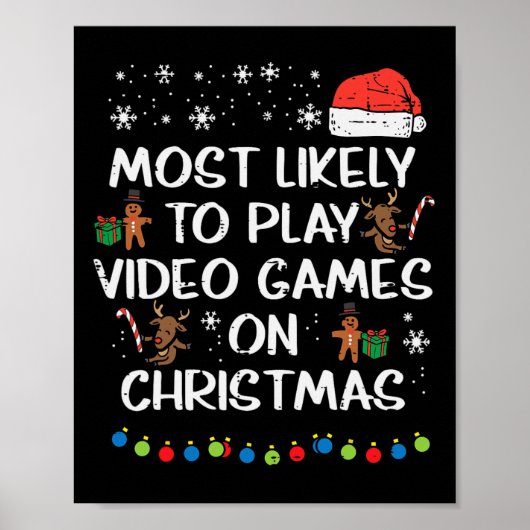 可能性の高い遊ビデオゲームクリスマスクリスマス家族の男の子 ポスター (正面)