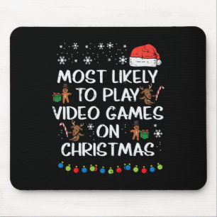 可能性の高い遊ビデオゲームクリスマスクリスマス家族の男の子 マウスパッド
