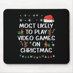 可能性の高い遊ビデオゲームクリスマスクリスマス家族の男の子 マウスパッド