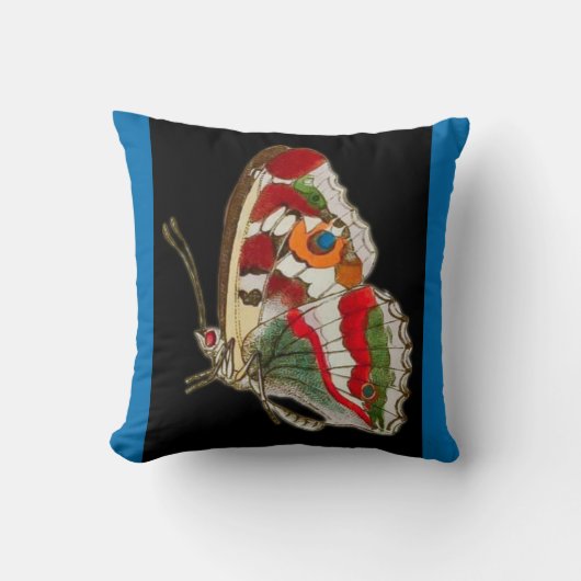 可逆ろうけつ染めスタイル水彩バタフライ クッション (正面)